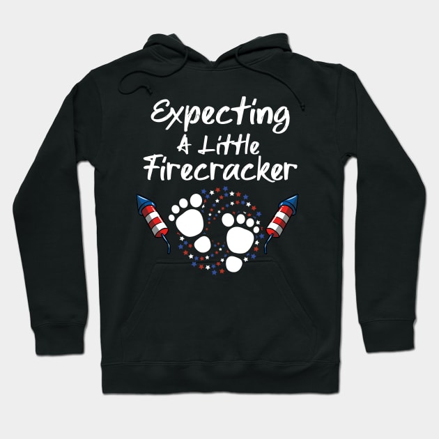 4th Of July Expecting a Little Firecracker Pregnancy Announcement Hoodie by MarYouLi